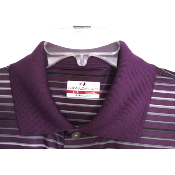 Grand Slam Polo Shirt Airflow Men's Striped Short Sleeves Size Large - Picture 2 of 4